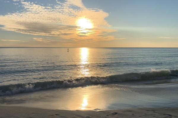 Plage à proximité, chaises longues, serviettes de plage