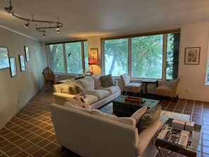 Téléviseur, foyer, livres