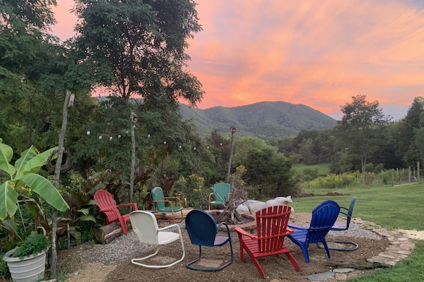 Book a fire at our beautiful fire pit at Wandering Goat Lodge