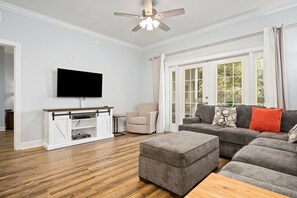 Flat-screen TV, DVD player