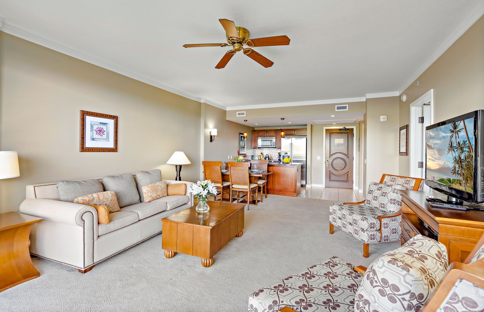 TV, DVD player, stereo