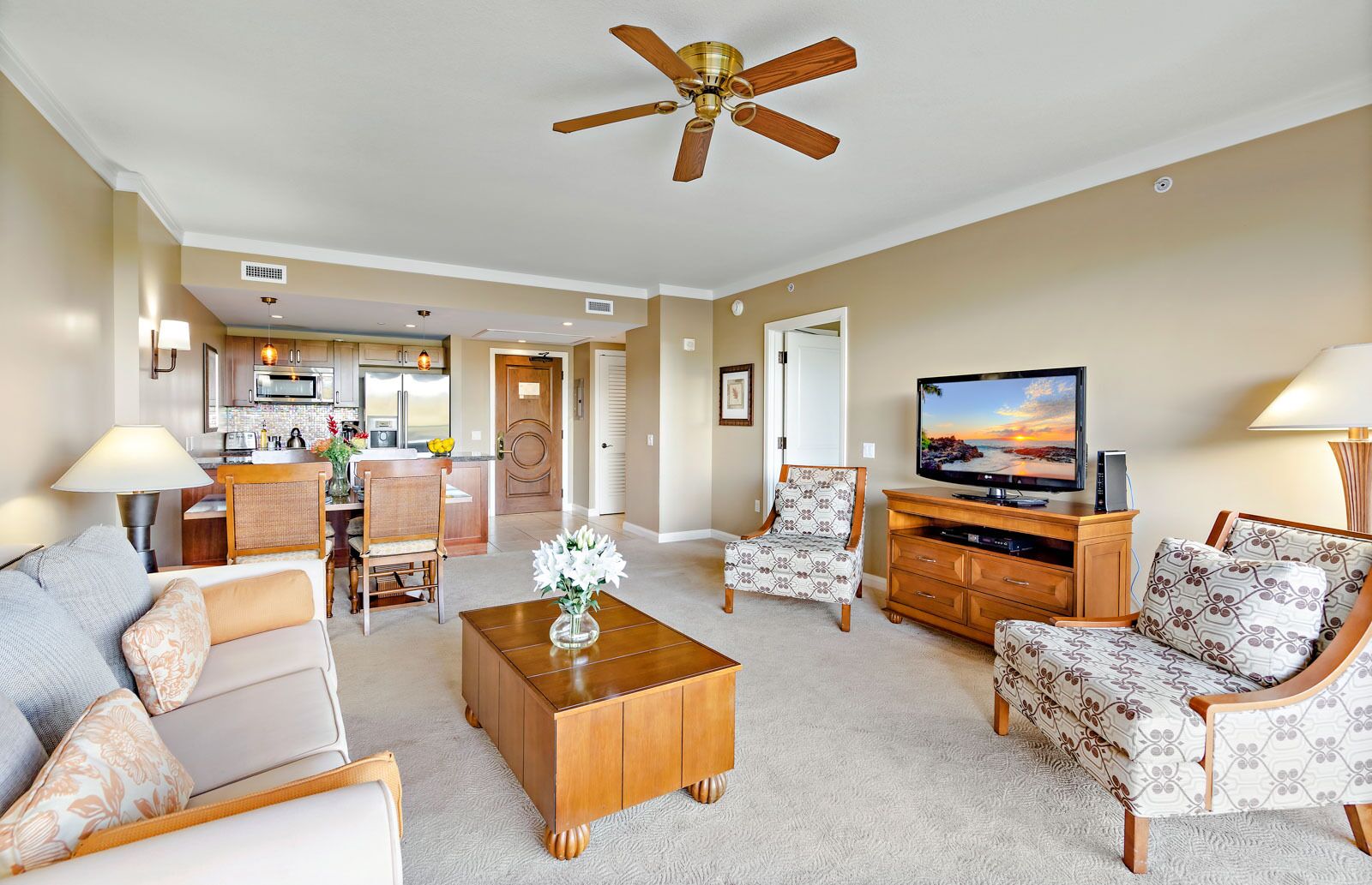 TV, DVD player, stereo