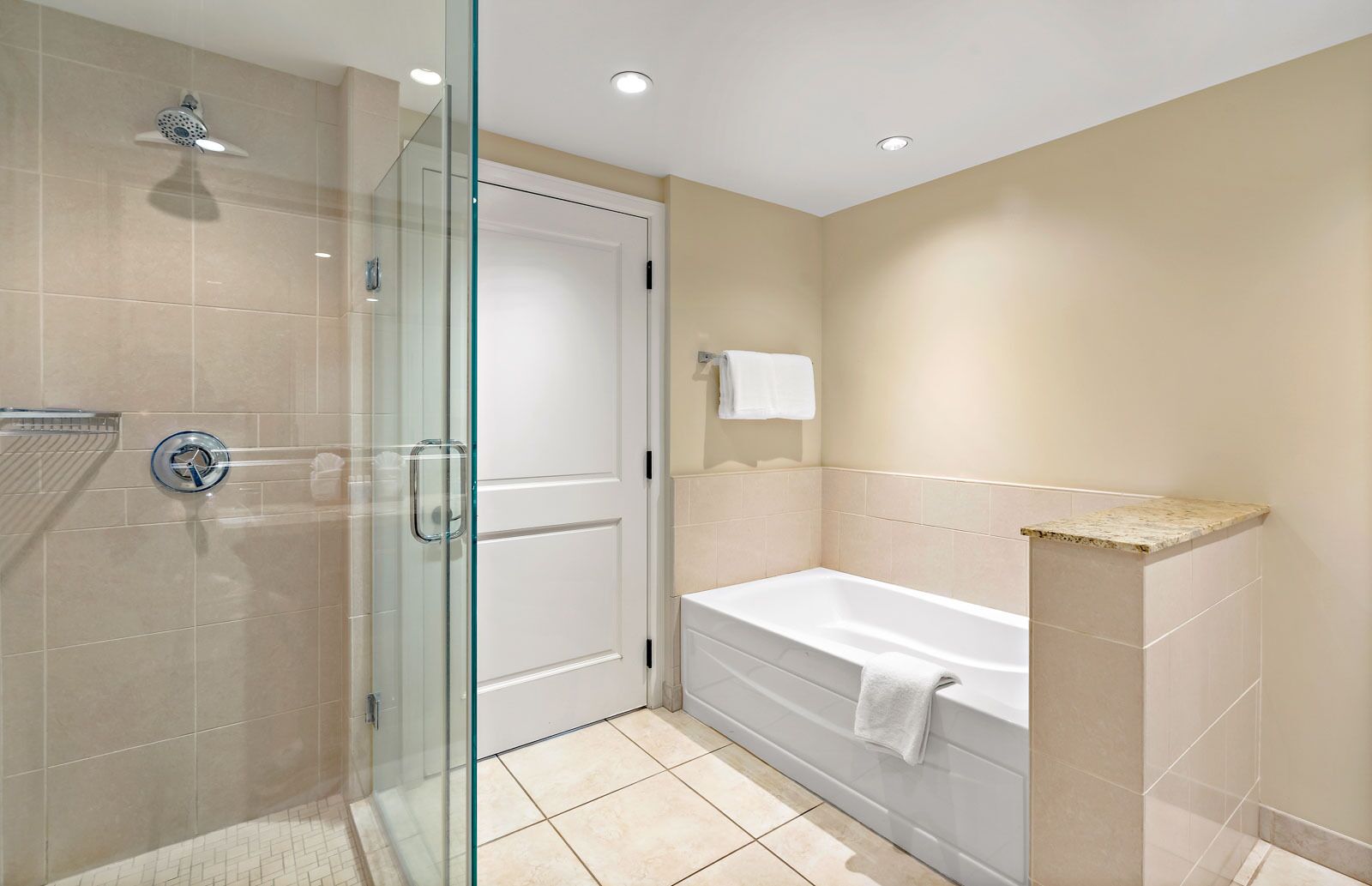 Bathtub, hair dryer, towels