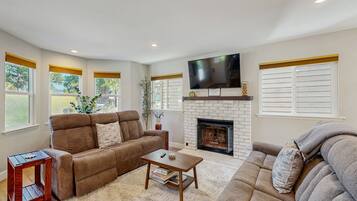 Televisión, chimenea y servicios de streaming