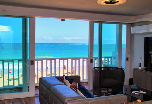 The BEACH PAD- A Beachfront,  Full Ocean View Apartment
