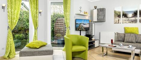 电视、壁炉、DVD 播放器