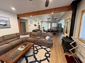 Smart TV, fireplace, video games, foosball