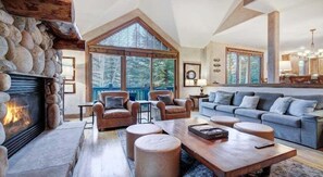 TV, fireplace