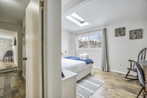 1 bedroom, laptop workspace, iron/ironing board, bed sheets