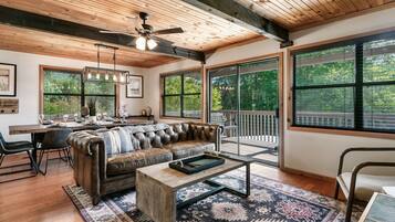 Smart TV, fireplace, video games, foosball
