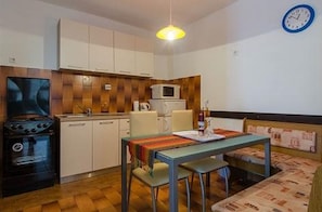 Fridge, microwave, oven, electric kettle