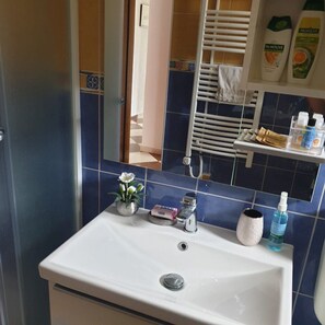 Douche, serviettes fournies