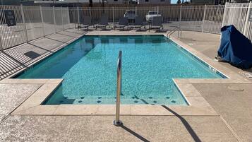 Outdoor pool, sun loungers