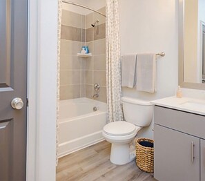 Vasca, asciugacapelli, asciugamani, carta igienica