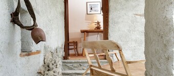 Characteristic rustic-style rascard in an panoramic hamlet with Matterhorn view