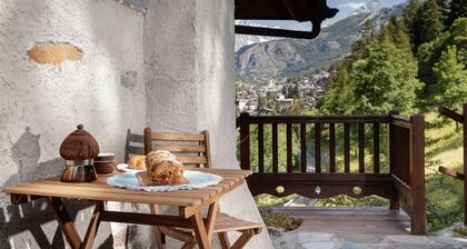 Characteristic rustic-style rascard in an panoramic hamlet with Matterhorn view