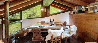 Characteristic rustic-style rascard in an panoramic hamlet with Matterhorn view