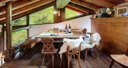 Characteristic rustic-style rascard in an panoramic hamlet with Matterhorn view