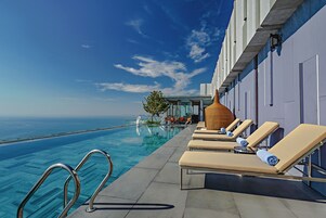 Outdoor pool, pool loungers