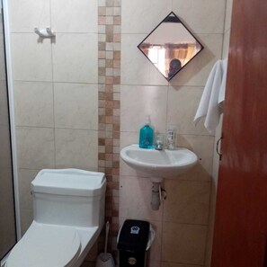 Dusche, Handtücher, Seife, Toilettenpapier