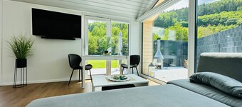 Holiday Home 'Voralpen Lodge - Premium' with Jacuzzi, Terrace & Wi-Fi - Adults Only