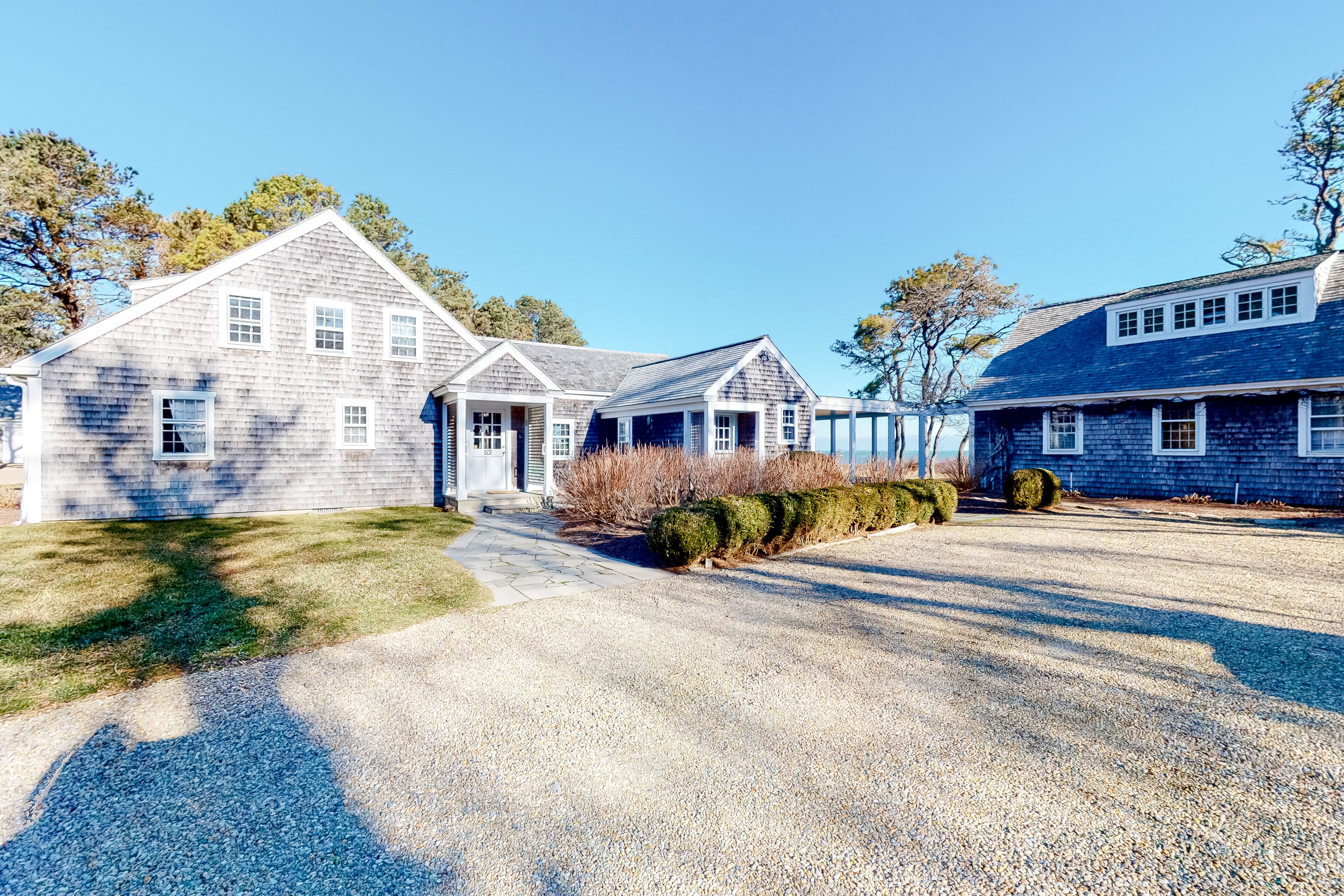 Oceanfront 2-story home with guest house & private beach near downtown Edgartown