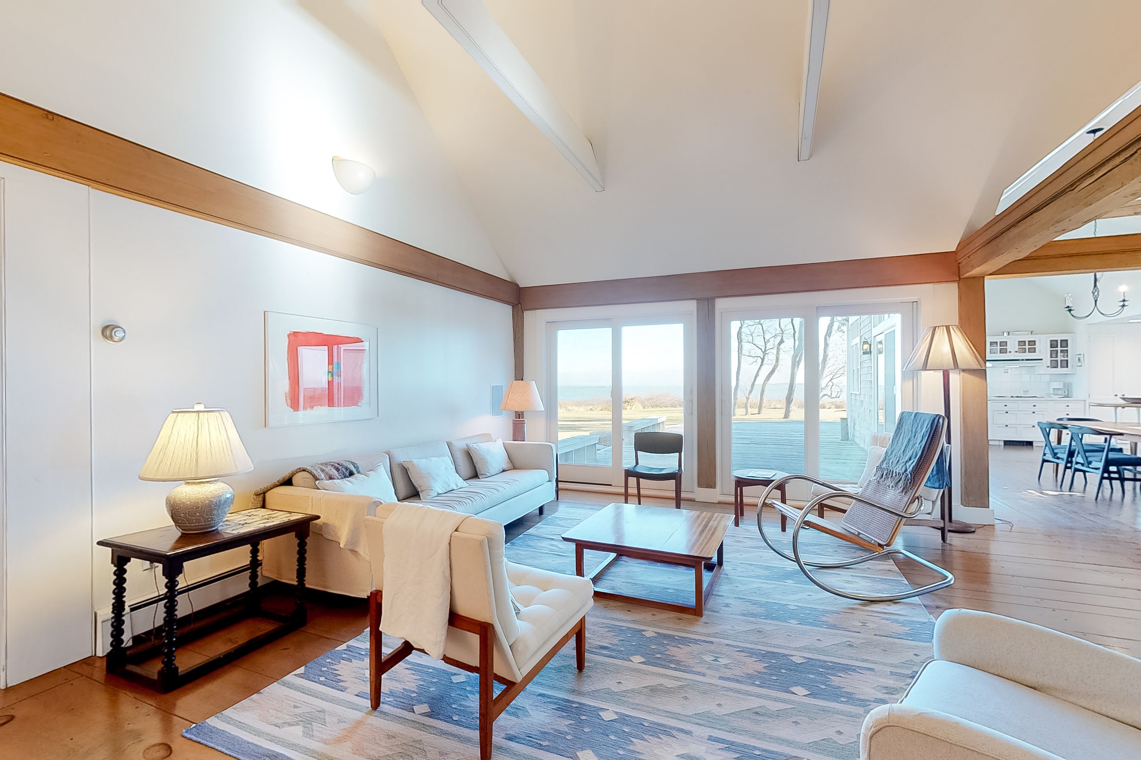 Oceanfront 2-story home with guest house & private beach near downtown Edgartown