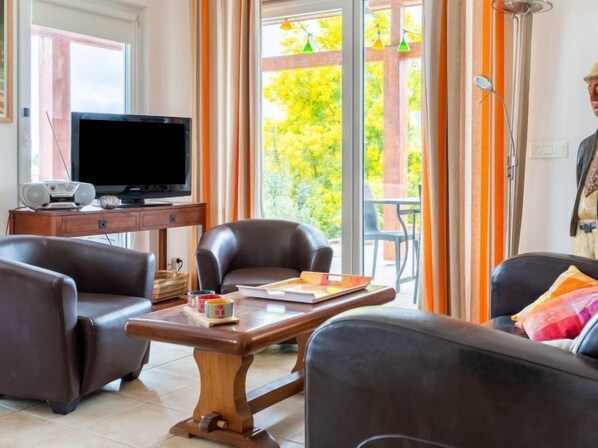 Télévision, cheminée, lecteur de DVD