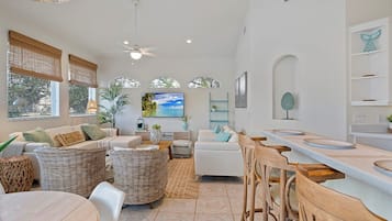 Televisión, libros y oficina