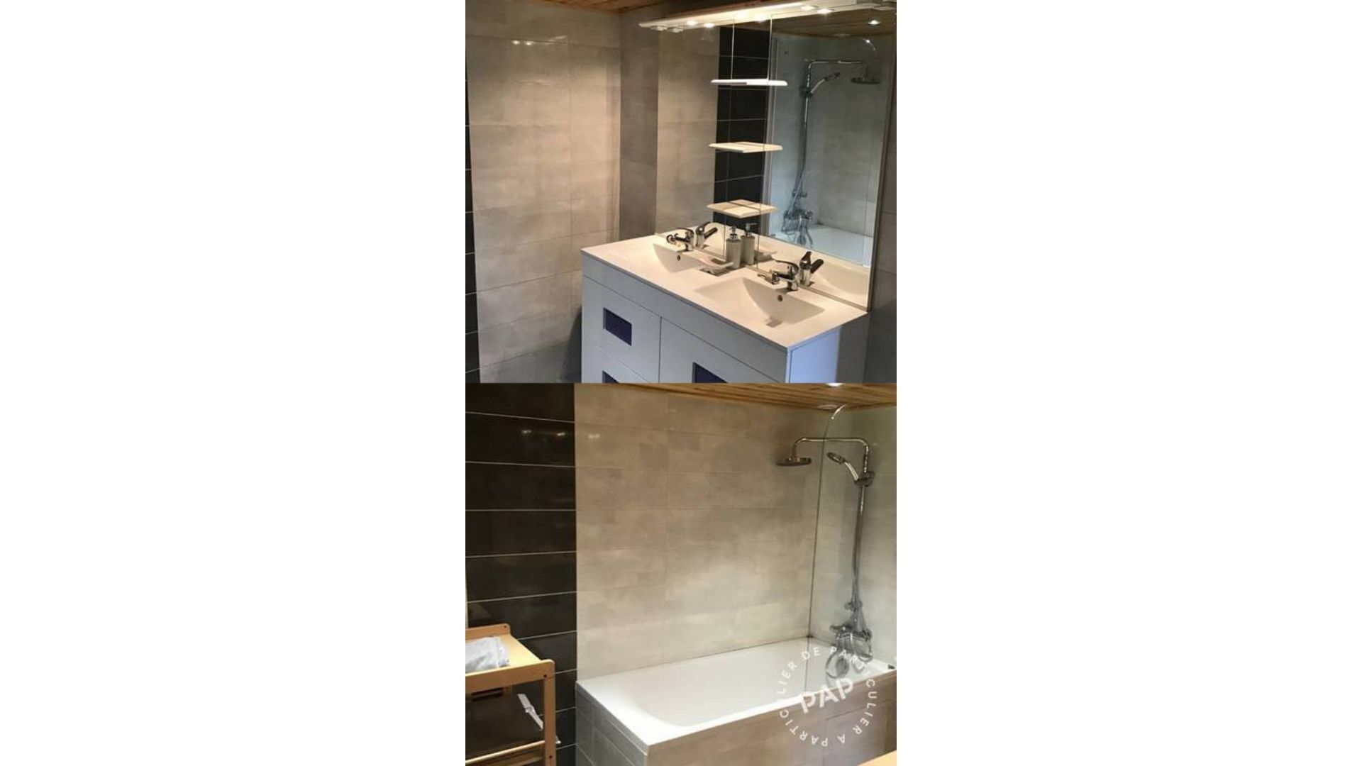 Baignoire, sèche-cheveux, serviettes fournies, papier toilette