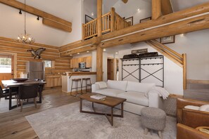 TV, fireplace - Charming Cabin with Ski-In/Ski-Out Access! Hot Tub! Views! (Big Sky)
