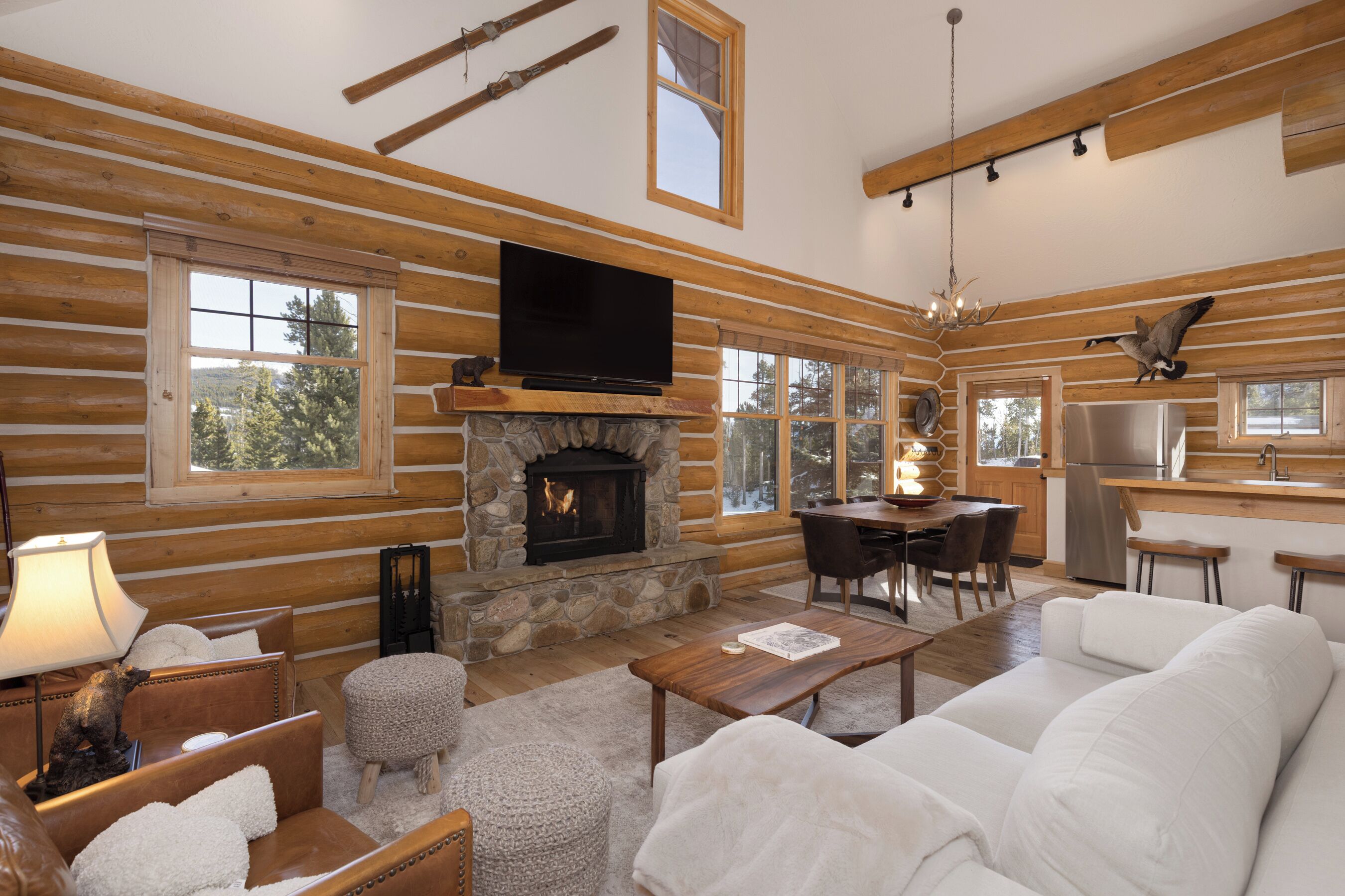 Una televisión, una chimenea