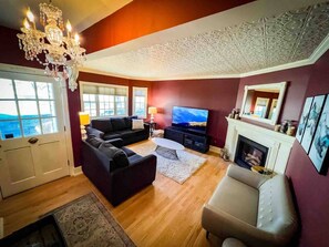 TV, fireplace, table football, ping pong