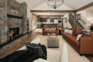 Smart TV, fireplace, foosball, table tennis