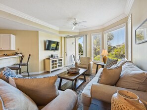 TV - 2104 SeaCrest ~ Steps to the Beach | Pool Bar | Walk to Downtown! (Hilton Head Island)