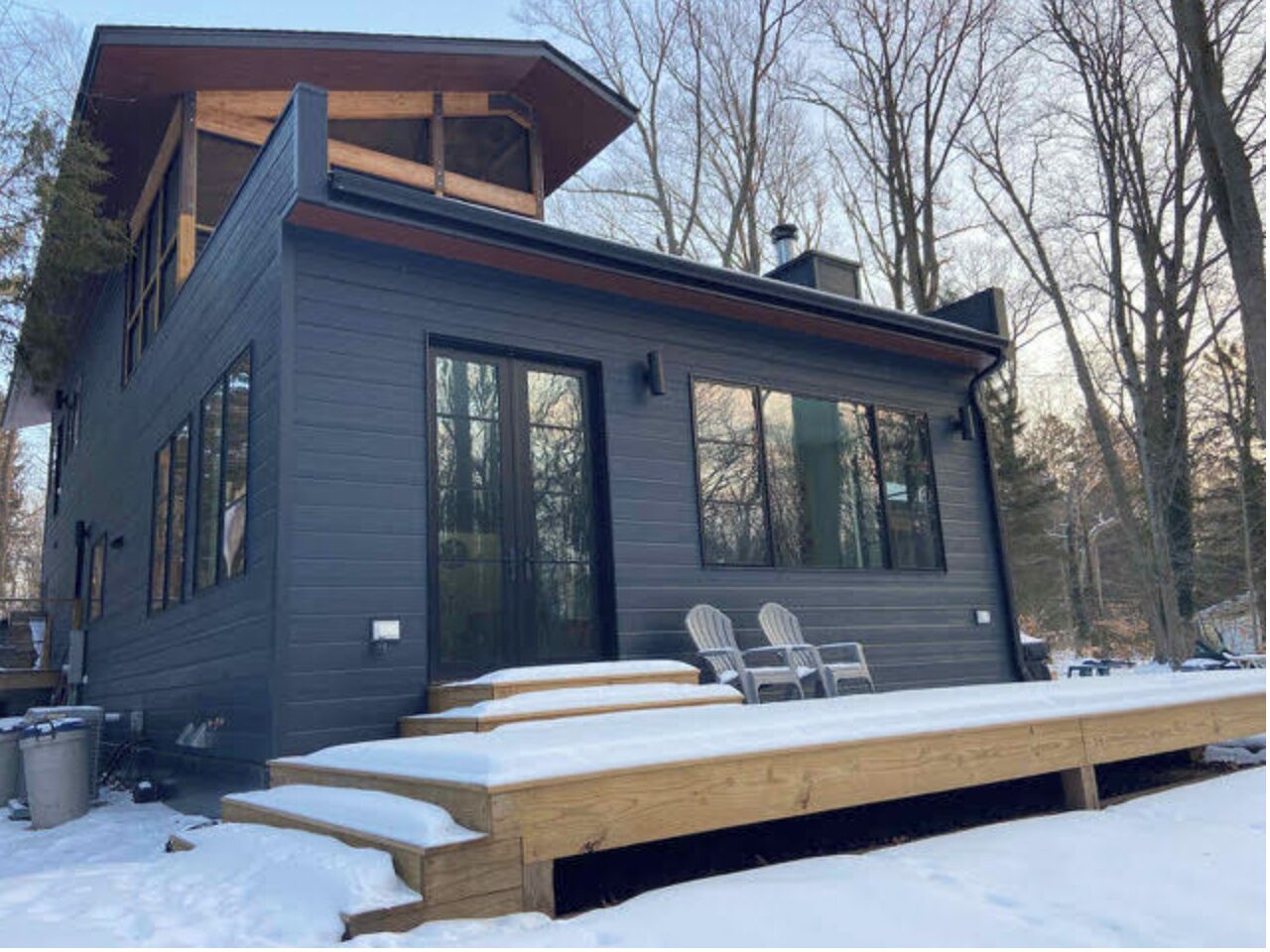 Back deck looking straight into the woods - no neighbors in the back!