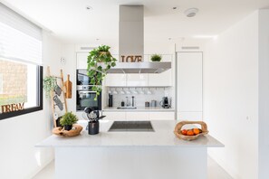 Kühlschrank, Mikrowelle, Ofen, Herdplatte