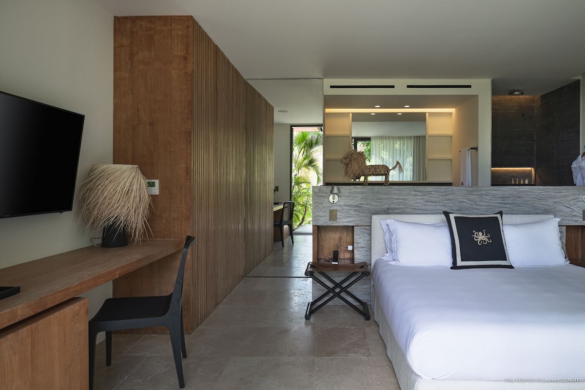 Bedroom with ocean view