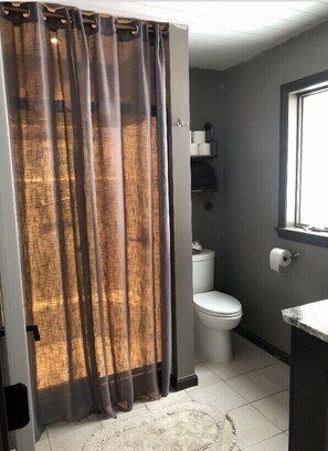 Combined shower/bathtub, towels, soap, toilet paper - Maine Wilderness Oasis: Swimming, Hiking, Fishing, Boating (Bucksport)