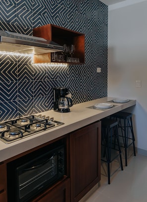 Fridge, microwave, oven, stovetop - Mare Lindo studio near Malecon Progreso (Progreso)