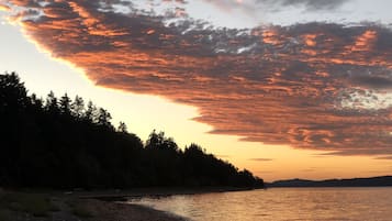 ビーチの近く、サンラウンジャー