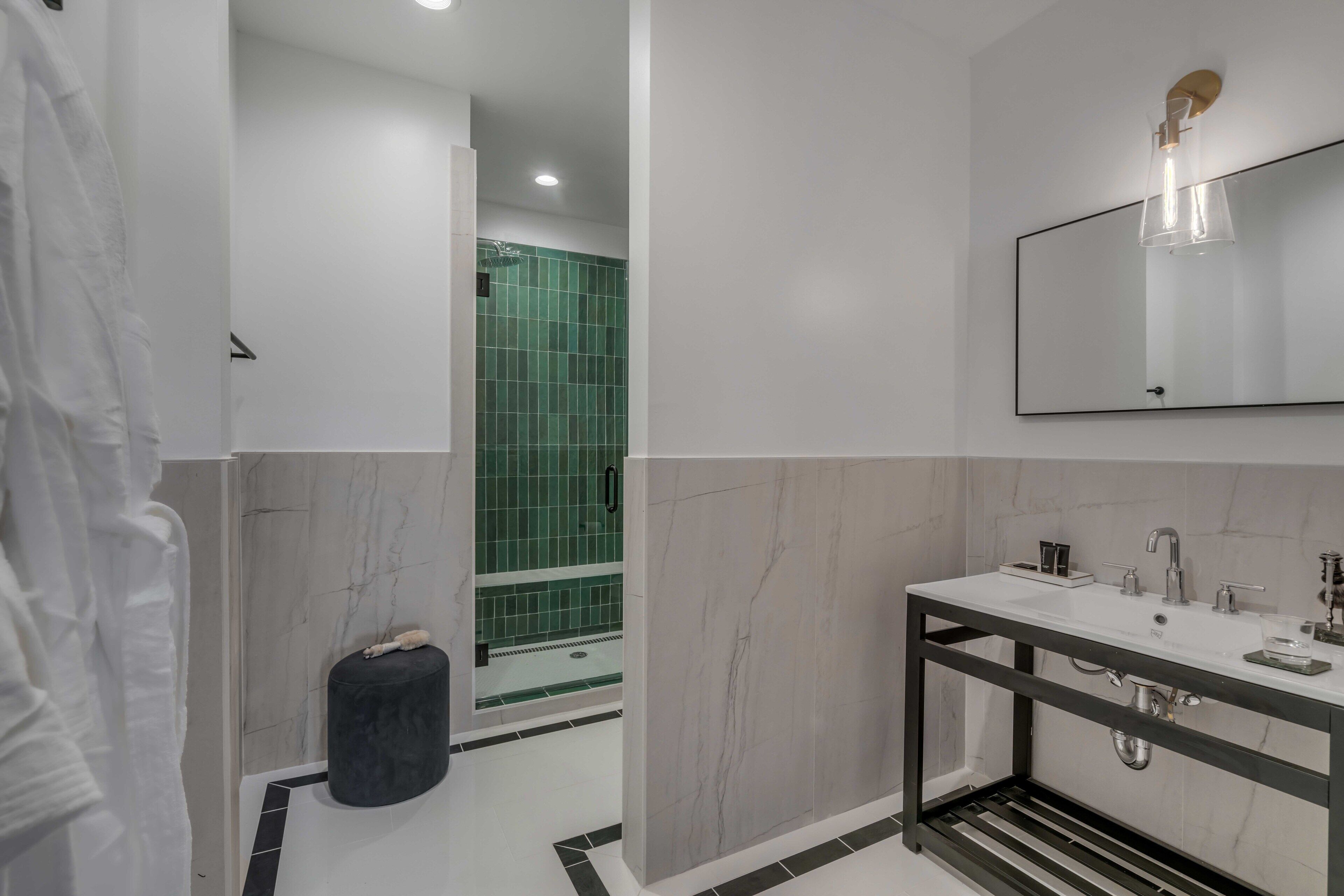 premier room | bathroom | shower, rainfall showerhead, free toiletries, hair dryer