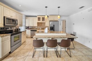 Fridge, microwave, oven, stovetop - Blue Lagoon • 1 Block to Beach • 5BR/3.5BA • Pool • Summer Specials! (Panama City Beach)