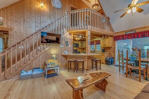Dining - Beautiful Lake Front Log Cabin with Dock  (Mill Spring)