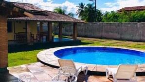 Outdoor pool, sun loungers