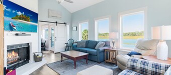 Ocean & Wetland views, 3 decks, steps from the beach, 4 BRs, sleeps 10.