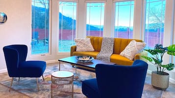 Smart TV, fireplace, foosball, table tennis