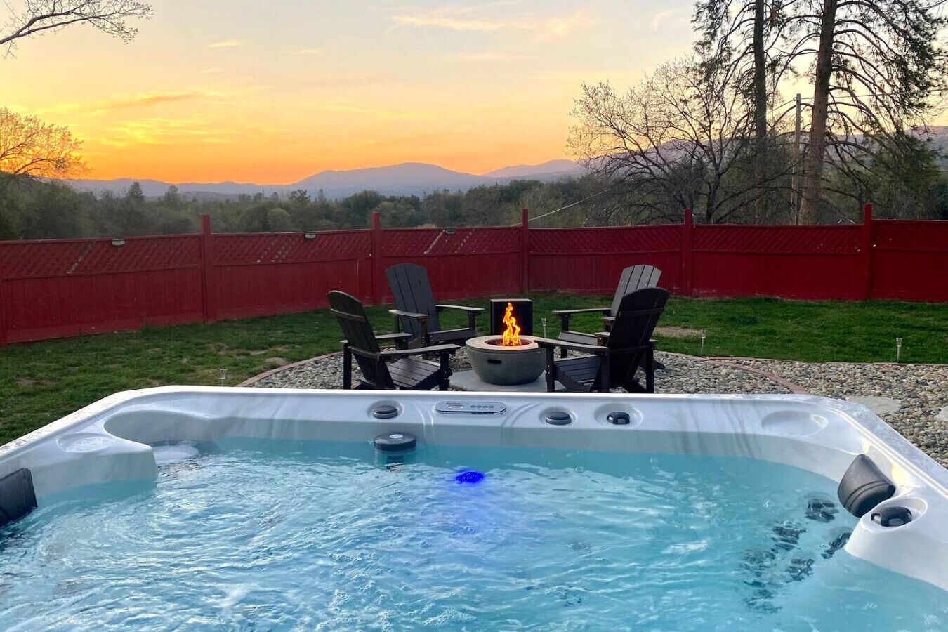 Enjoy the amazing sunset views in our luxury 7 seater spa