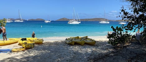 On the beach, beach towels