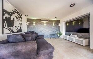 Televisión y chimenea 